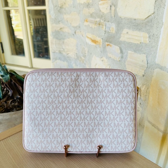 MICHAEL KORS KALI MD SATCHEL SHOULDER BAG + IPAD CASE MK ROSE GOLD WHITE PINK - Picture 7 of 14